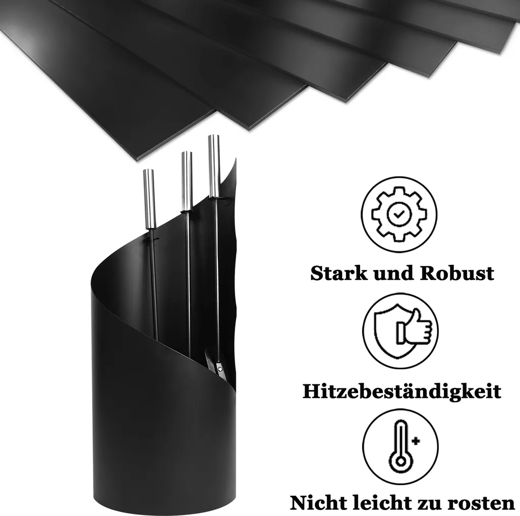 Kit Accessoires Cheminée Acier Inox Noir 4 Pièces Robuste et Élégant - 5