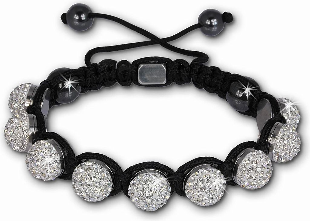 Shamballa Armband original Sterlinx mit 9 weißen Glitzerkugeln SHS90W