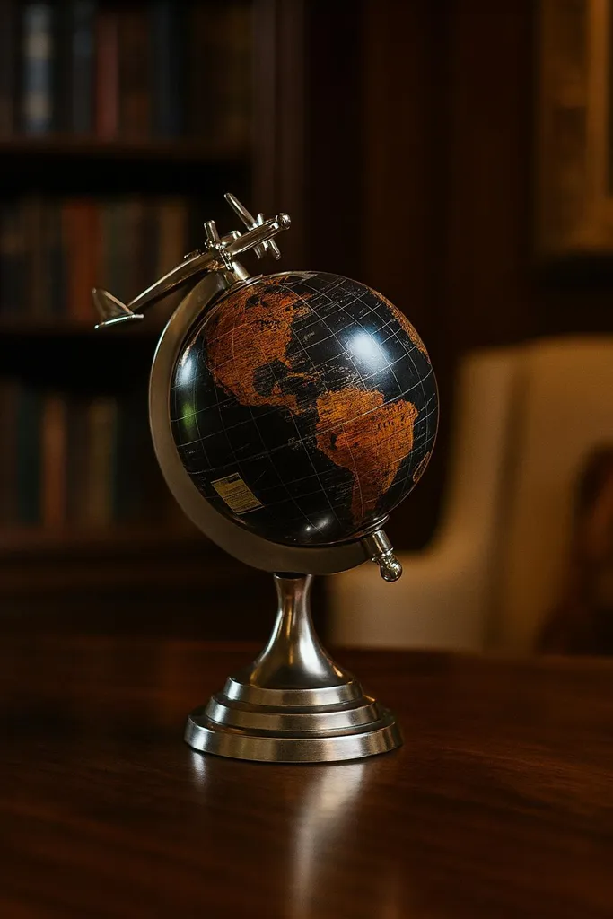 Décoration de bureau originale : Globe avec avion pour casser la routine