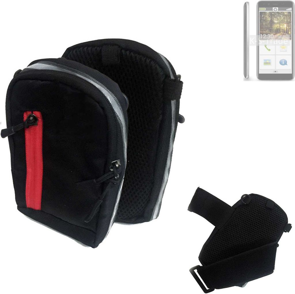 K-S-Trade Outdoor Gürteltasche Holster Umhängetasche kompatibel mit Emporia Smart.3 Mini schwarz Handy Tasche Case travelbag Schutz Hülle Handy