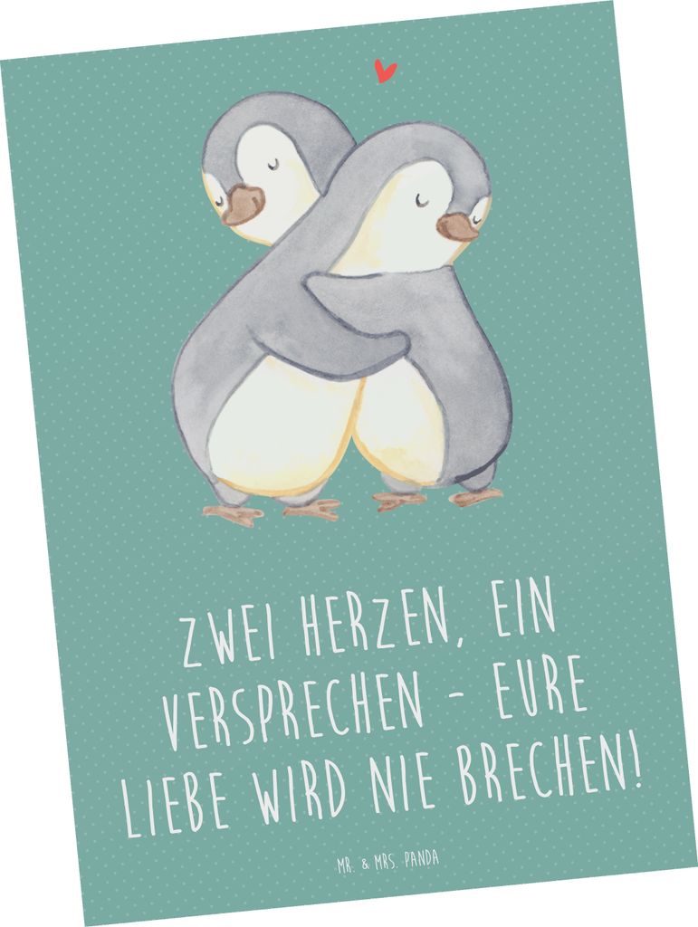 Mr. & Mrs. Panda Grußkarte Standesamtliche Trauung Versprechen - Meeresbrise - Geschenk, Zwei Herzen, romantischer Spruch, Liebesbekenntnis, ewige...