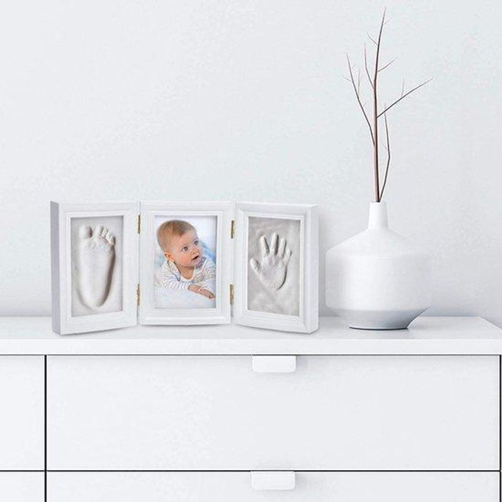 Baby Bilderrahmen mit Tonabdruck Gipsabdruck Baby - - Geburtspräsent Jungen Geburtspräsent Mädchen – Neugeborenes Baby – Geburtspräsent abd...