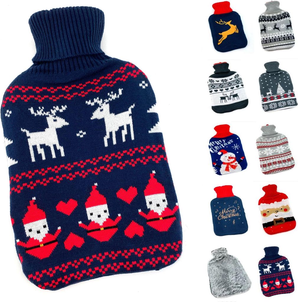 heimtexland Wärmflasche mit Soft Strick Bezug waschbar Motiv Geschenk Weihnachten Fell Norweger Wärmkissen Wärmeflasche 1,6 ltr Typ857 Norweg...