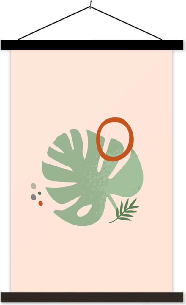 MuchoWow Textilposter Blatt - Pflanzen - Pastell 60x90 cm mit schwarzem Rahmen - Poster Wohnzimmer