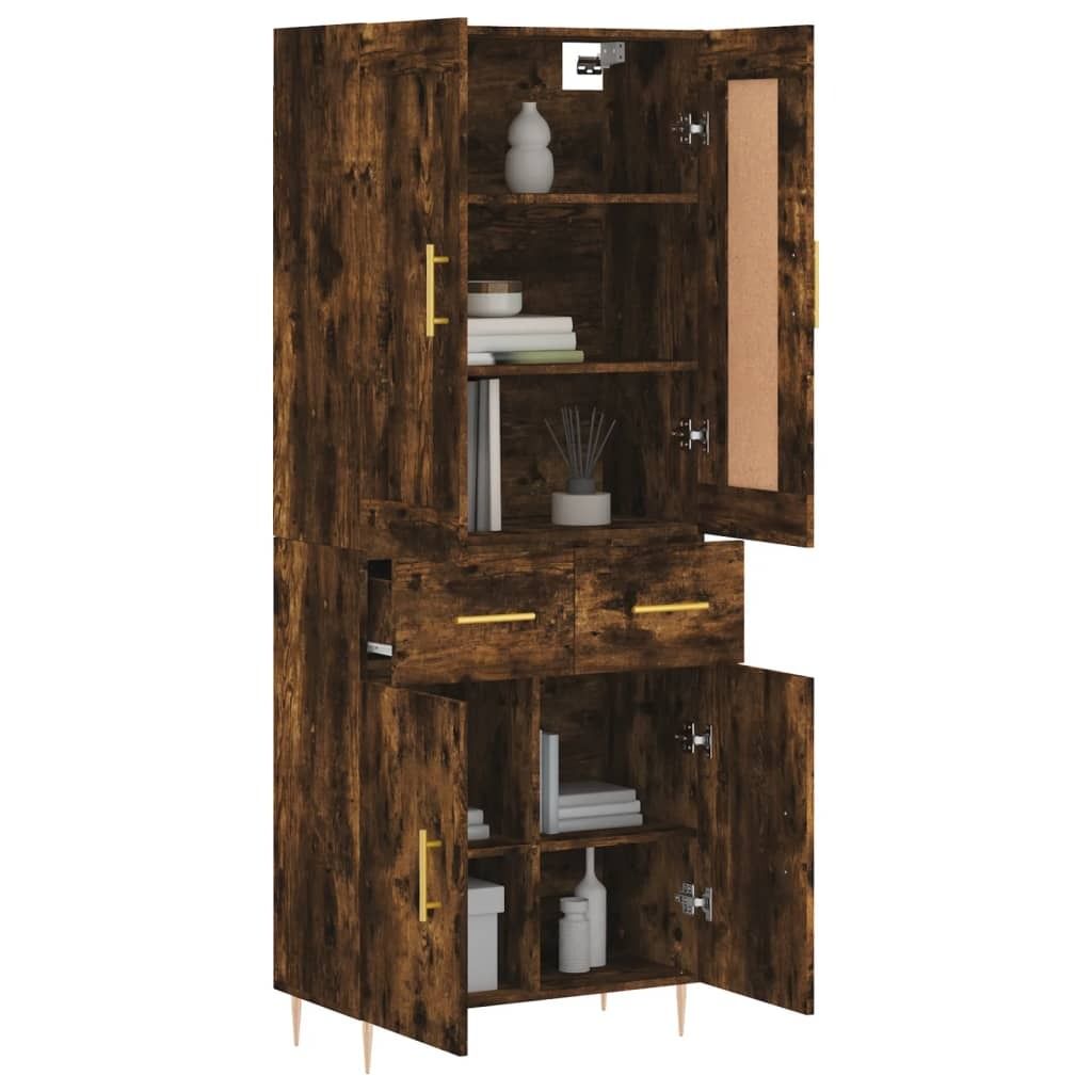 "im Sonderangebot"Highboard Modernes Design - Mehrzweckschrank Anrichte - Kommde für Flur - Räuchereiche 69,5x34x180 cm Holzwerkstoff DEMöbel 72...