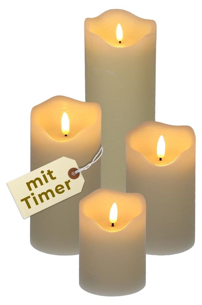 4er Set LED Kerze mit Timer Echtwachs LED Kerzen bewegliche Produktbild 