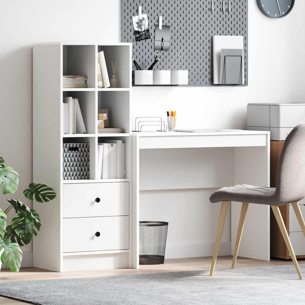 Maison Exclusive - Schreibtisch mit Schubladen mit Regal mit Speicher 2 pcs Weiß