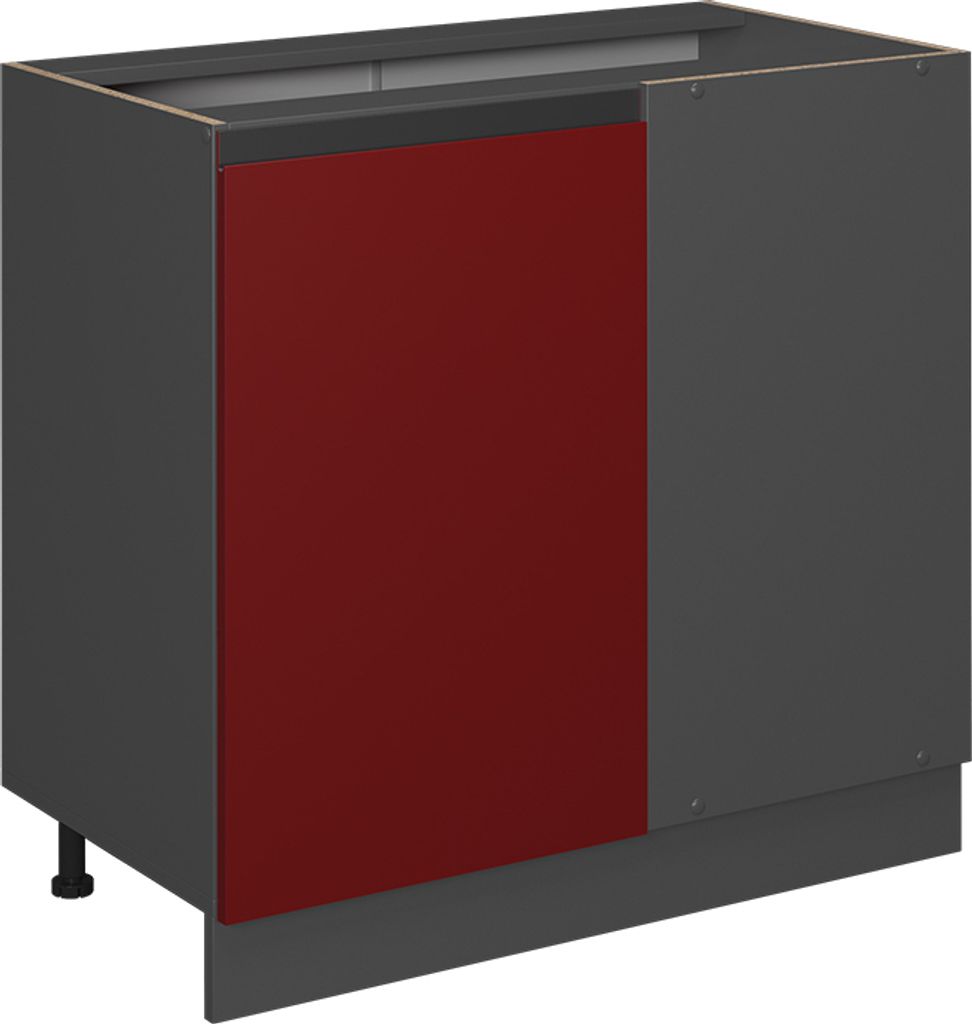 Eckunterschrank Vicco R-Line Rot 86 cm J-Shape, ohne Arbeitsplatte, Model 39769