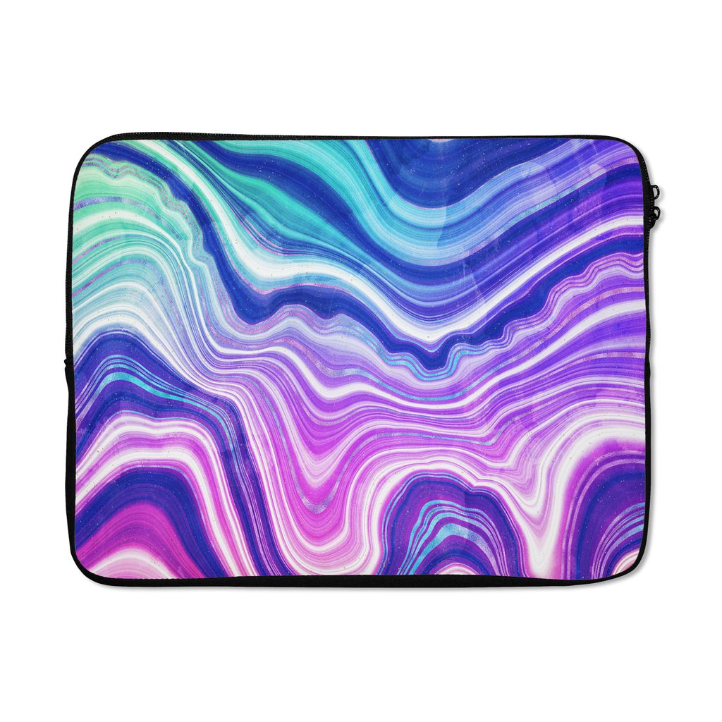 MuchoWow Laptop Hülle 17 Zoll Laptoptasche Neon - Achat - Geode - Edelstein - Zipper - Schutzabdeckung