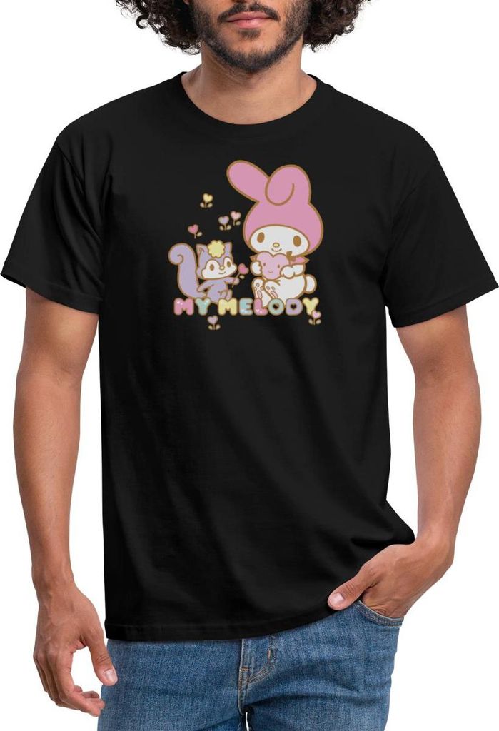 Spreadshirt My Melody Pflückt Mit Risu Herzblümchen Männer T-Shirt, S, Schwarz