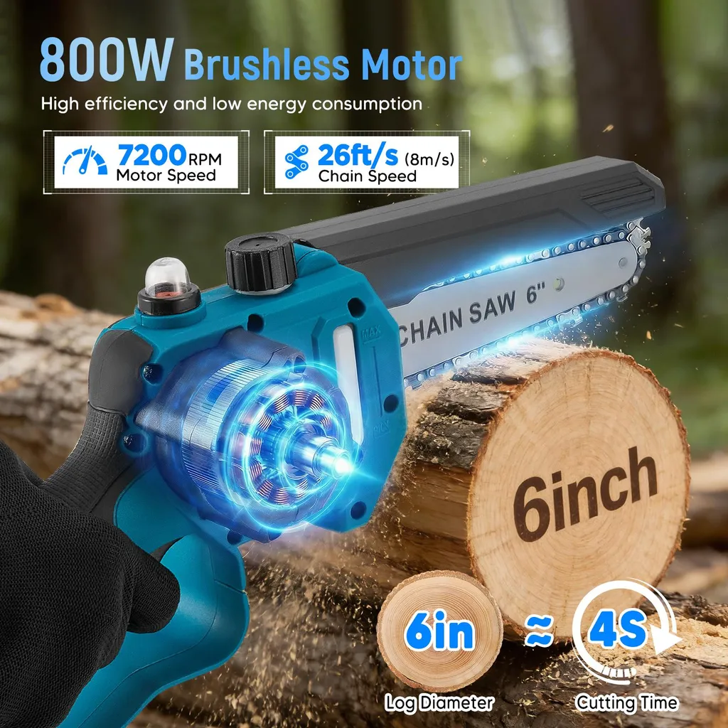 Pack mini-tronçonneuse 2 en 1 sans fil 4000 mAh avec perche ajustable - 8