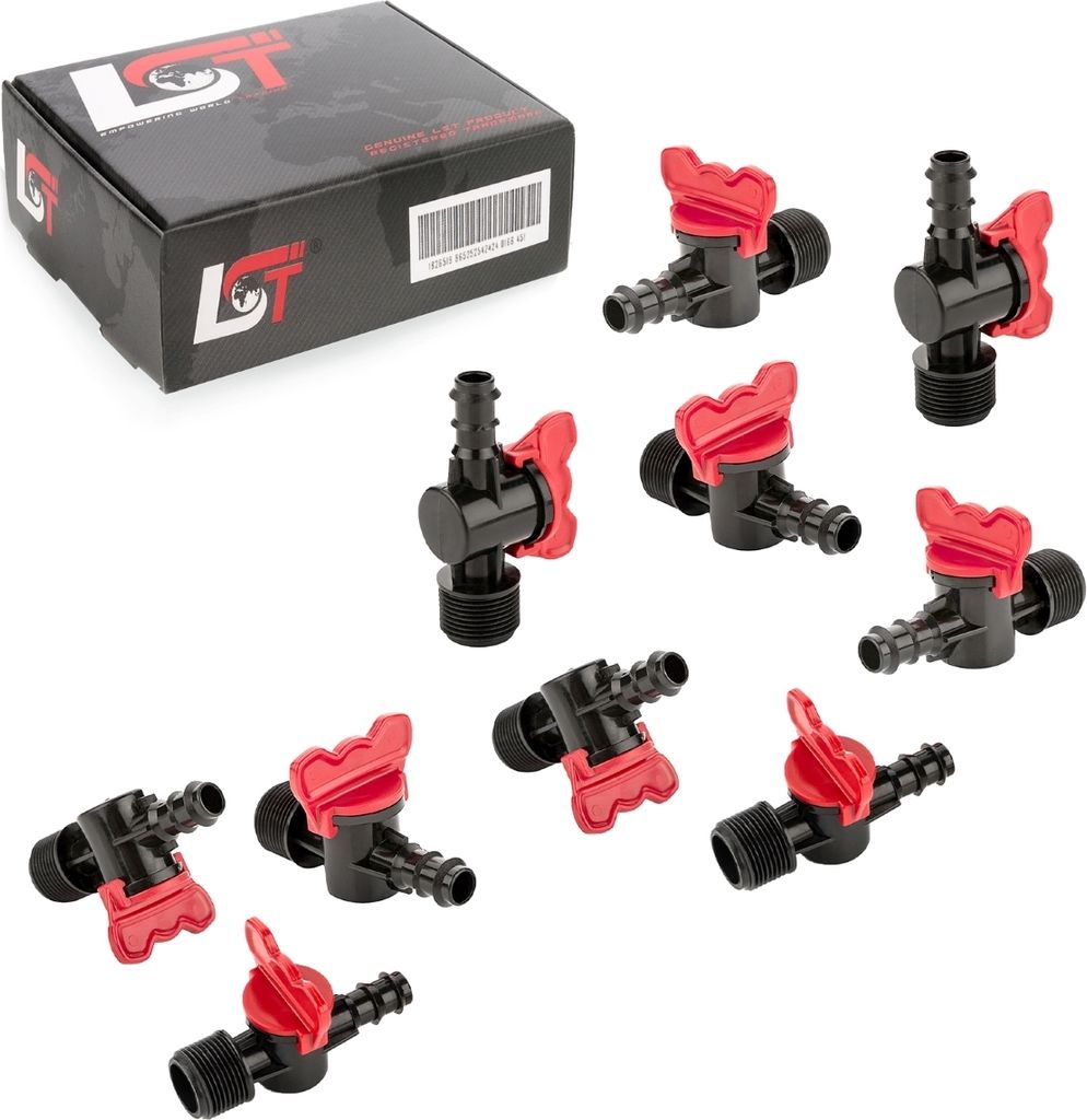 10x Absperrhahn Kugelhahn für PE-Rohr Schlauch Tropfanlage Bewässerung 16x3/4"