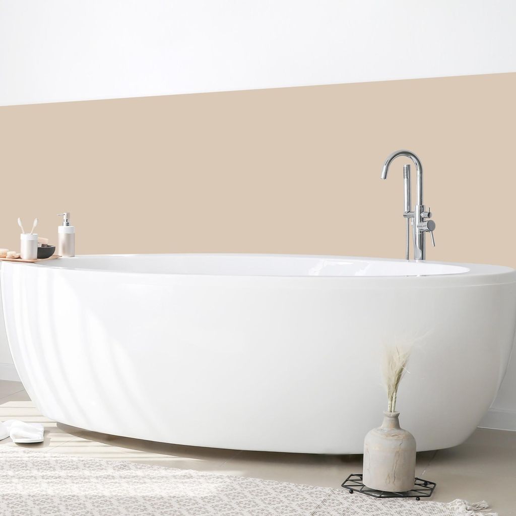Wandverkleidung Bad mit Motiv selbstklebend - 0.61 mm Wandpaneel matt wasserfest Design beige Unifarben Badrückwand fugenlos 50x90 cm