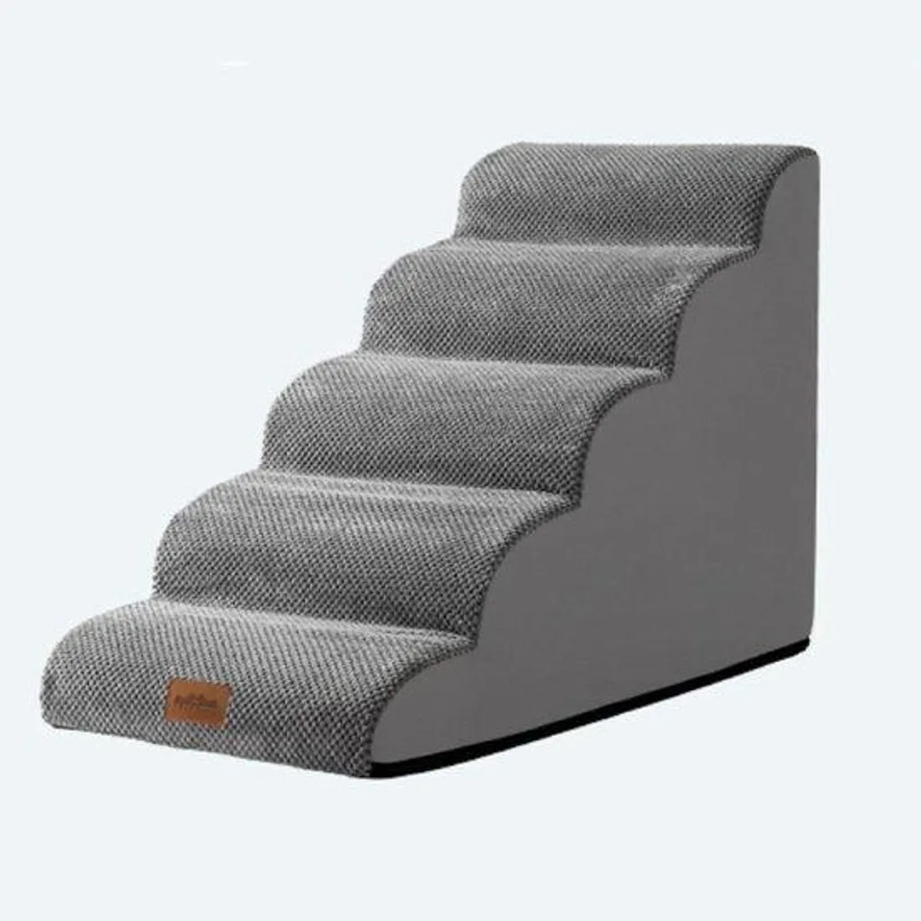 Aide à la montée pour chien âgé : escalier 5 marches en mousse et gris