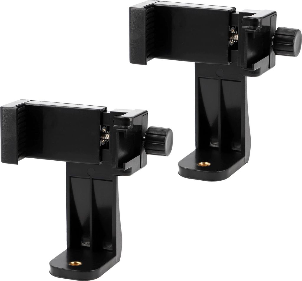 2er Set Universal Smartphone Halterung mit Blitzschuh & Stativgewinde - Handyhalter für Tripod, Ringlicht, Vlogging & Streaming