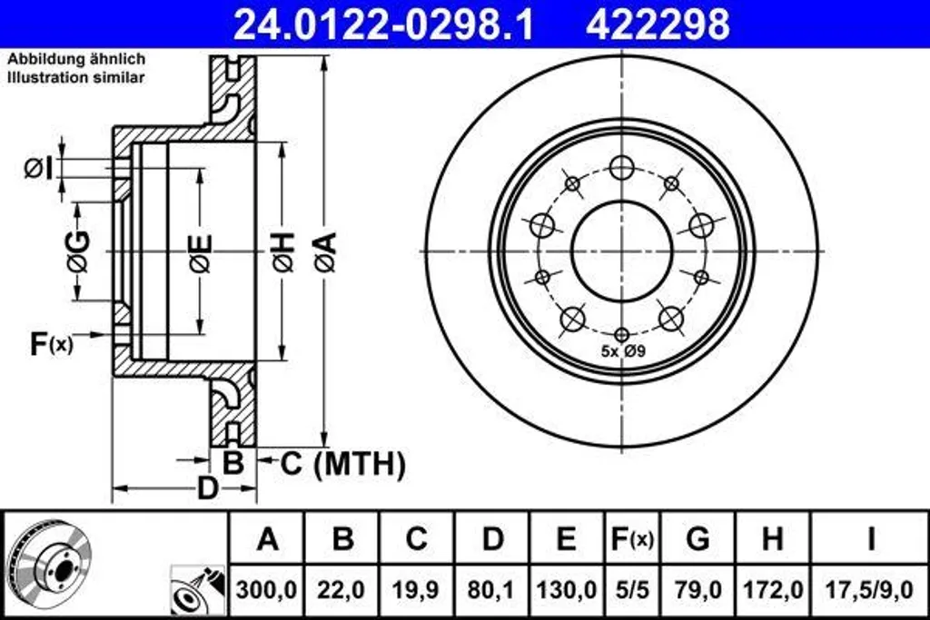 Disque de frein pour utilitaire chargé Jumper Ducato Boxer - ATE 24.0122
