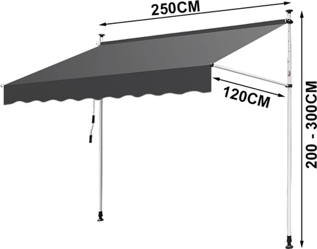 Tenda Retrattile SWANEW 250x120 LED | Protezione Solare Balcone Elegante - 2