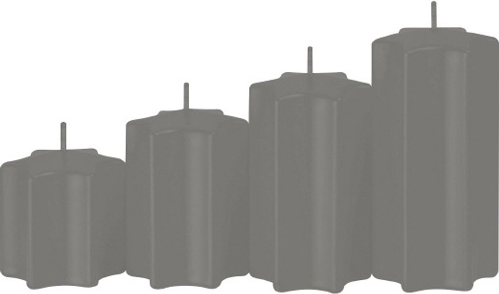 4er Set Sternkerzen abgestuft Grau Ø 6 cm