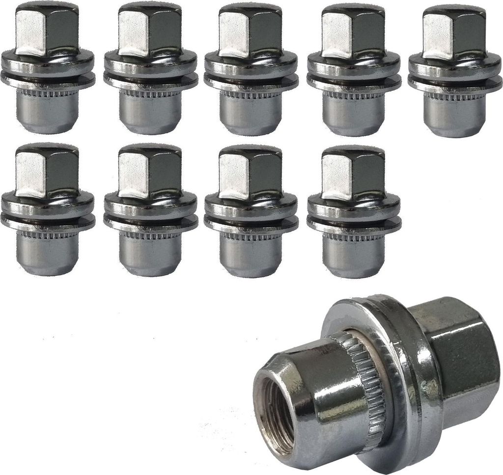 10x Radmutter M14x1,5 Flachbund chrom 34 mm | Schlüsselweite 22 mm kompatibel mit Land Rover Defender 110 4WD L663 Defender 110 Station Wagon 4WD ...