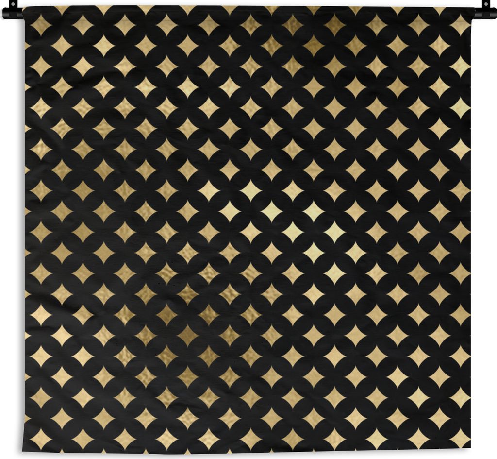 MuchoWow Wandteppich Wandbehang Muster - Sterne - Gold 150x150 cm Tapisserie Dekoration Wandtuch - Wohnaccessoires - Modernes