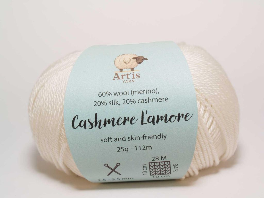 Cashmere "L'amore" Art'is Yarn 20% Kaschmir, 20% Seide, 60% Merino (1 weiß)
