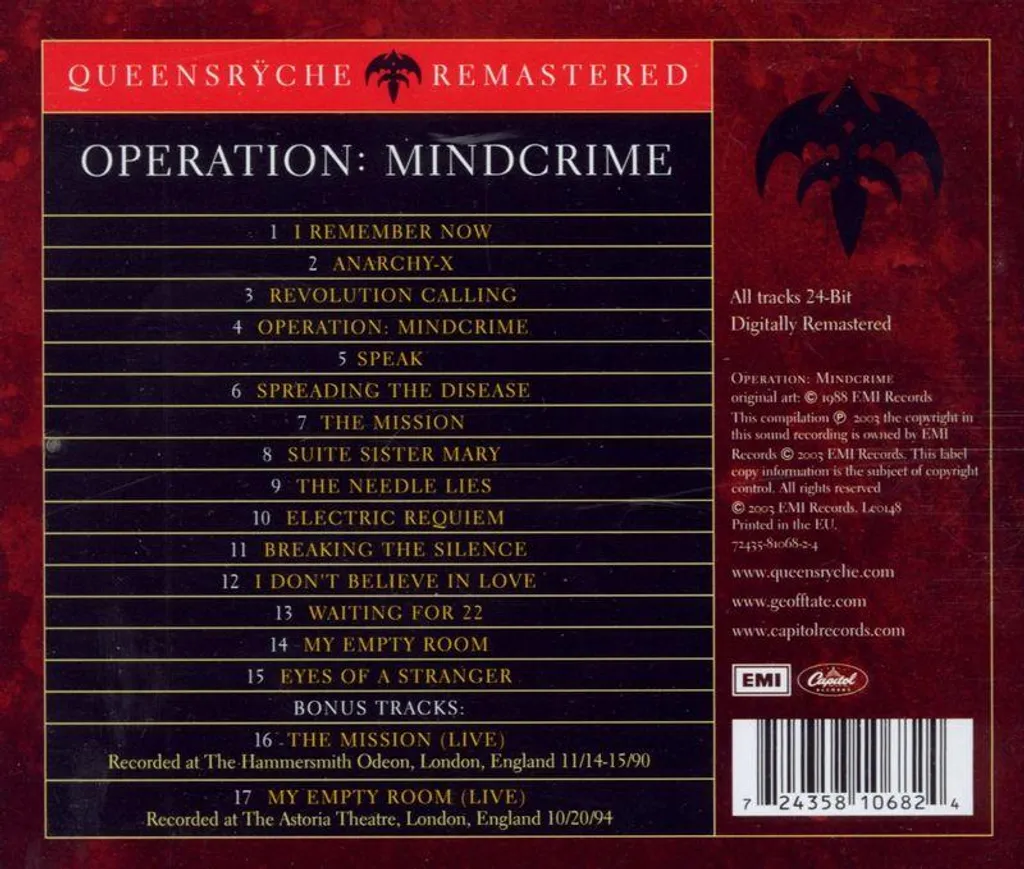 Album Operation: Mindcrime Remastered CD de Queensrÿche Hard Rock - 4