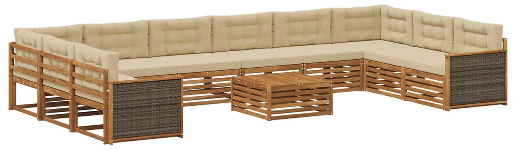 vidaXL Sofagarnituren mit Kissen 11 pcs Massivholz Akazie