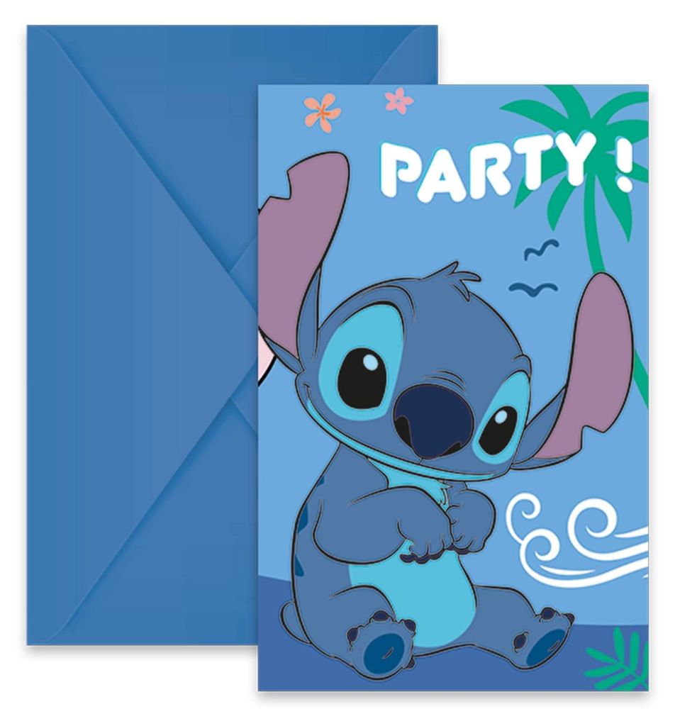 Disney Stitch - 6 cartes d'invitation avec enveloppes Image du produit 