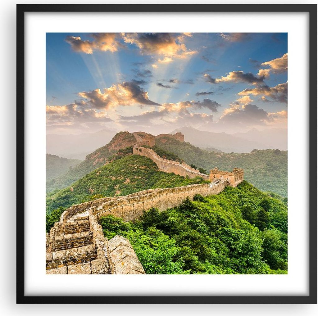 Gerahmtes Poster - Schwarzer Rahmen - Wand Berg asiatisch china - 50x50 cm - Wand Bild - Wanddeko - Wandbilder - Wandposter - Bilderrahmen - Bilder...