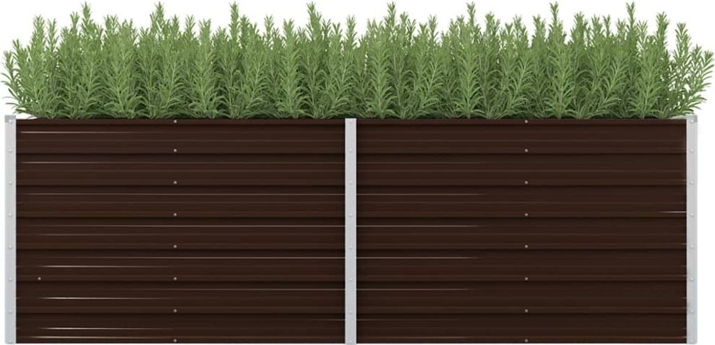 Podwyższona Donica, Brązowa, 240X80X77 Cm, Galwanizowana Zdjęcie produktu 