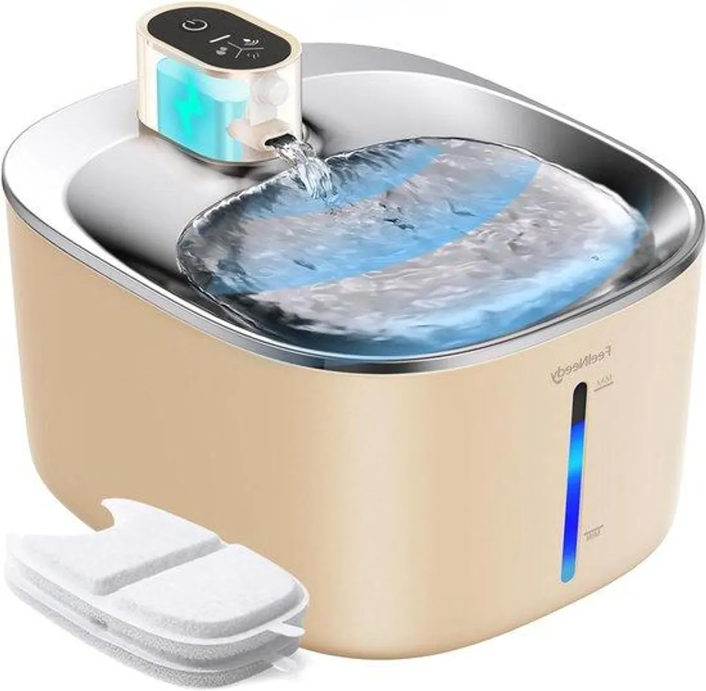 Distributeur d'eau pour chat 4L sans fil avec capteur de présence Beige