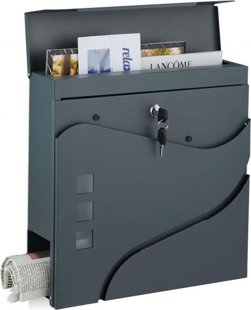 Briefkasten mit Zeitungsfach anthrazitgrau