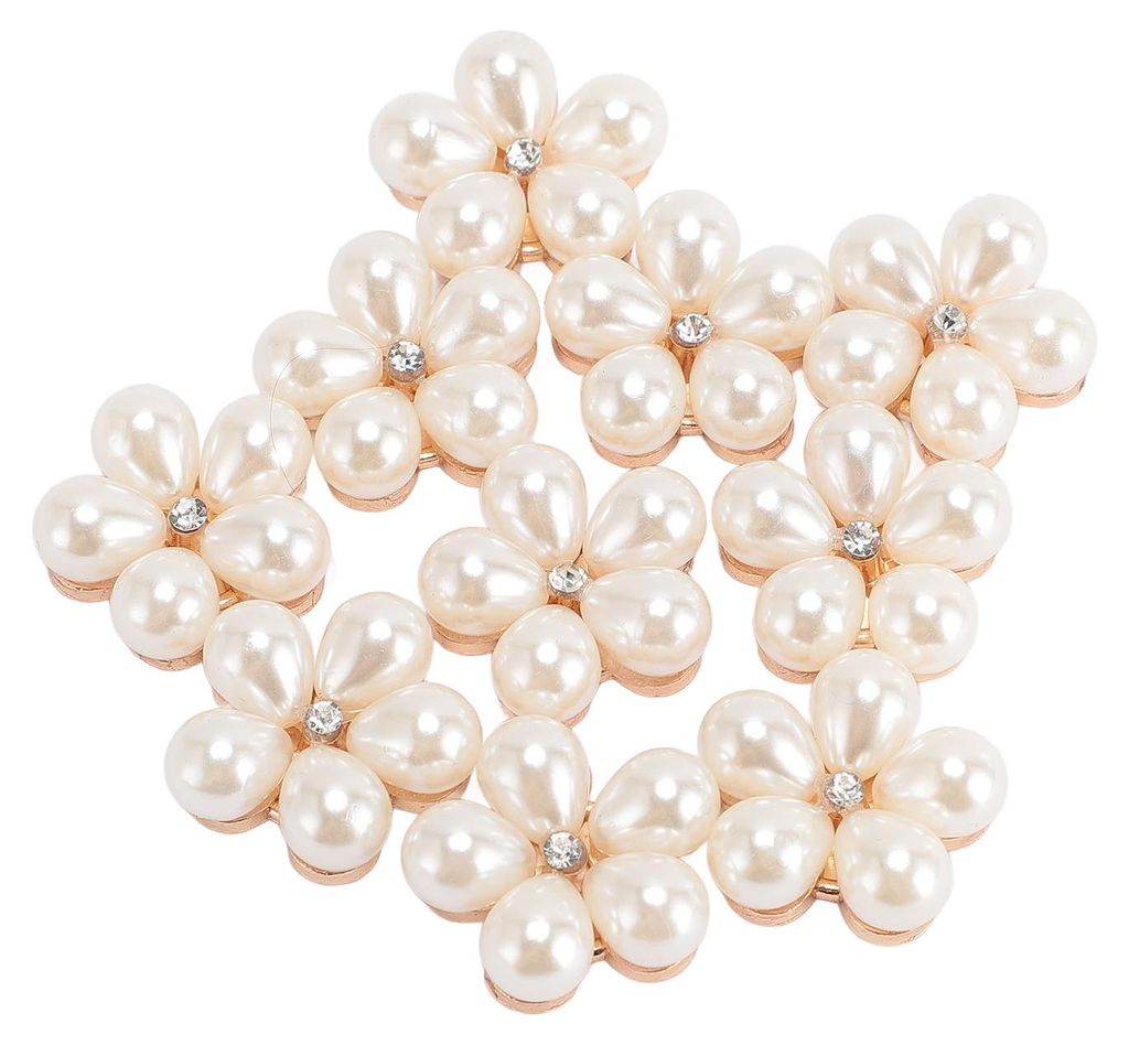 10 Stück Perlen-Strass-Blume mit flacher Rückseite, Basis aus Zinklegierung, glänzende Verzierung für Hochzeit, Heimdekoration