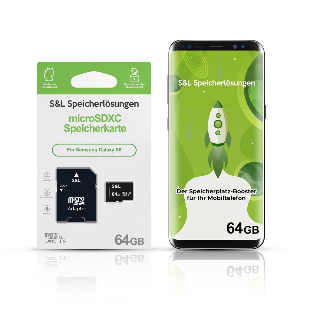 microSD Speicherkarte S&L für Samsung Galaxy S8 - Speicherkapazität: 64 GB
