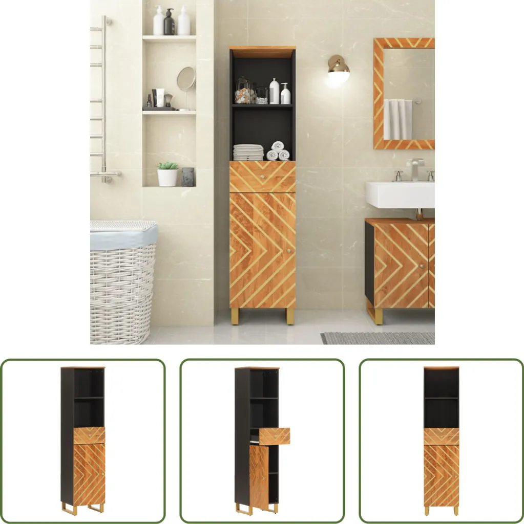 The Living Store Armoire de Salle de Bain en Bois de Manguier 160 cm