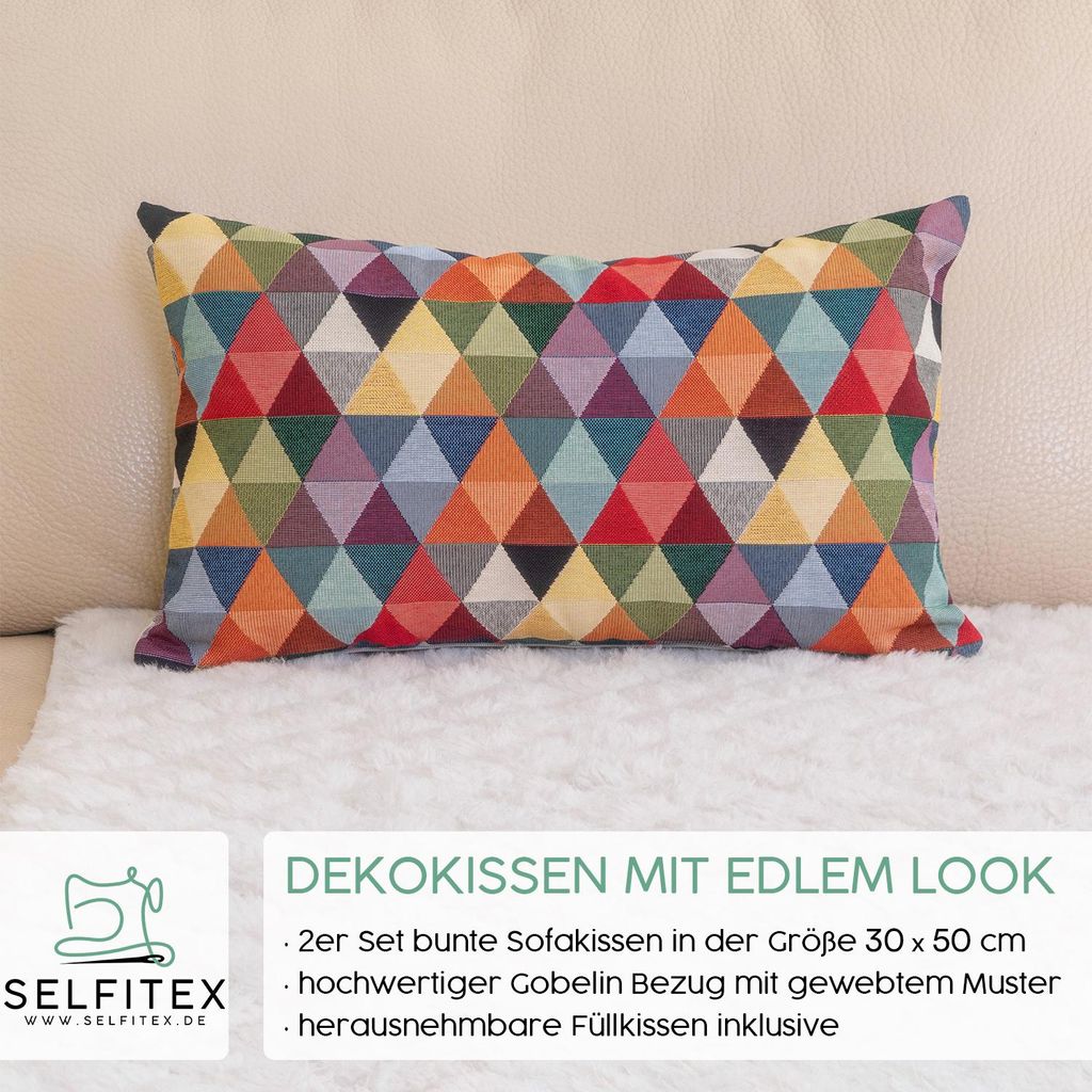 Selfitex 2er Set Couchkissen 30x50 Dreieck Muster