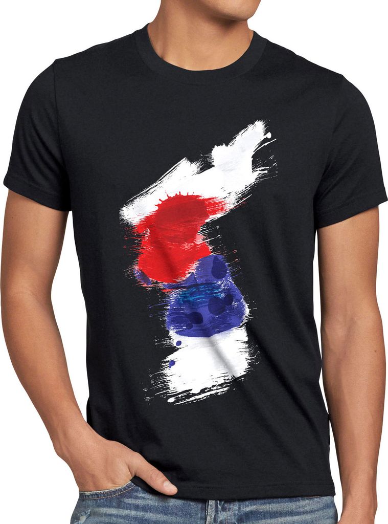 BaumwolleCloud Flagge Korea Herren T-Shirt Fußball Sport Hangug WM EM Fahne