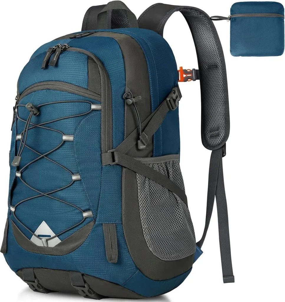 Sac à dos 40L pour randonnée et voyage - Bagage d'appoint léger et bleu