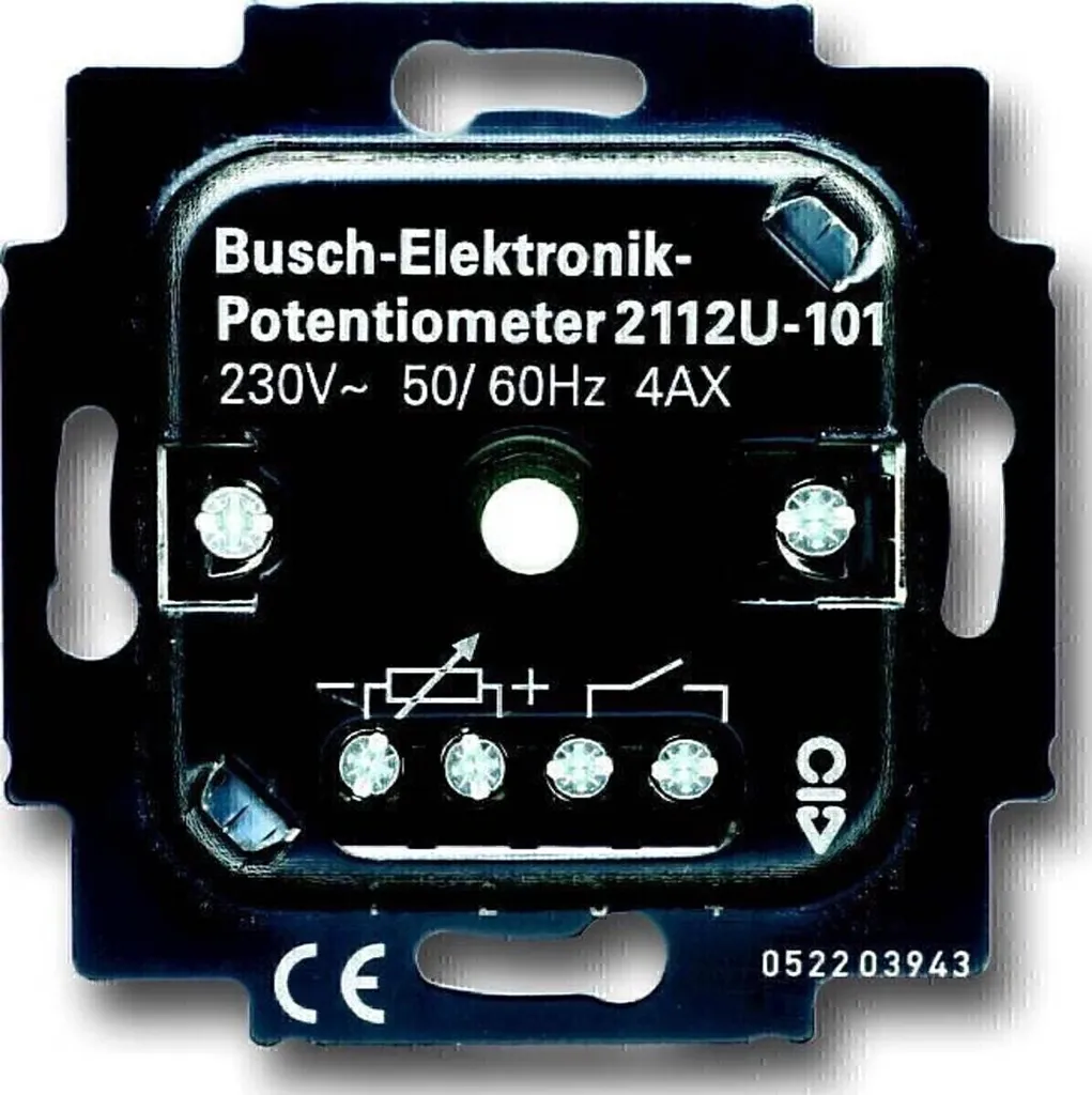 Variateur de Lumière Rotatif Busch-Jaeger 2112 U-101 Noir Encastrable