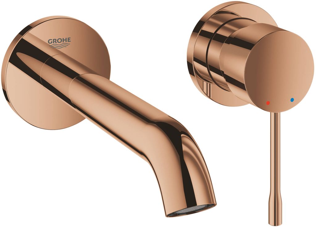 GROHE 2-Loch-Waschtischbatterie Essence 29192_1, Wandmontage, Fertigmontageset für 23 571, Stichmaß 110 mm, Ausladung 183 mm, Professional Editio...