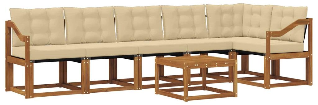 vidaXL Outdoor-Sofagarnitur mit Kissen 7 pcs Natur und Beige