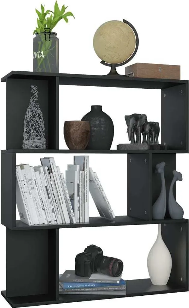 Meuble de Séparation de Pièce Noir 80x24x96 cm pour Salon et Bureau - 5