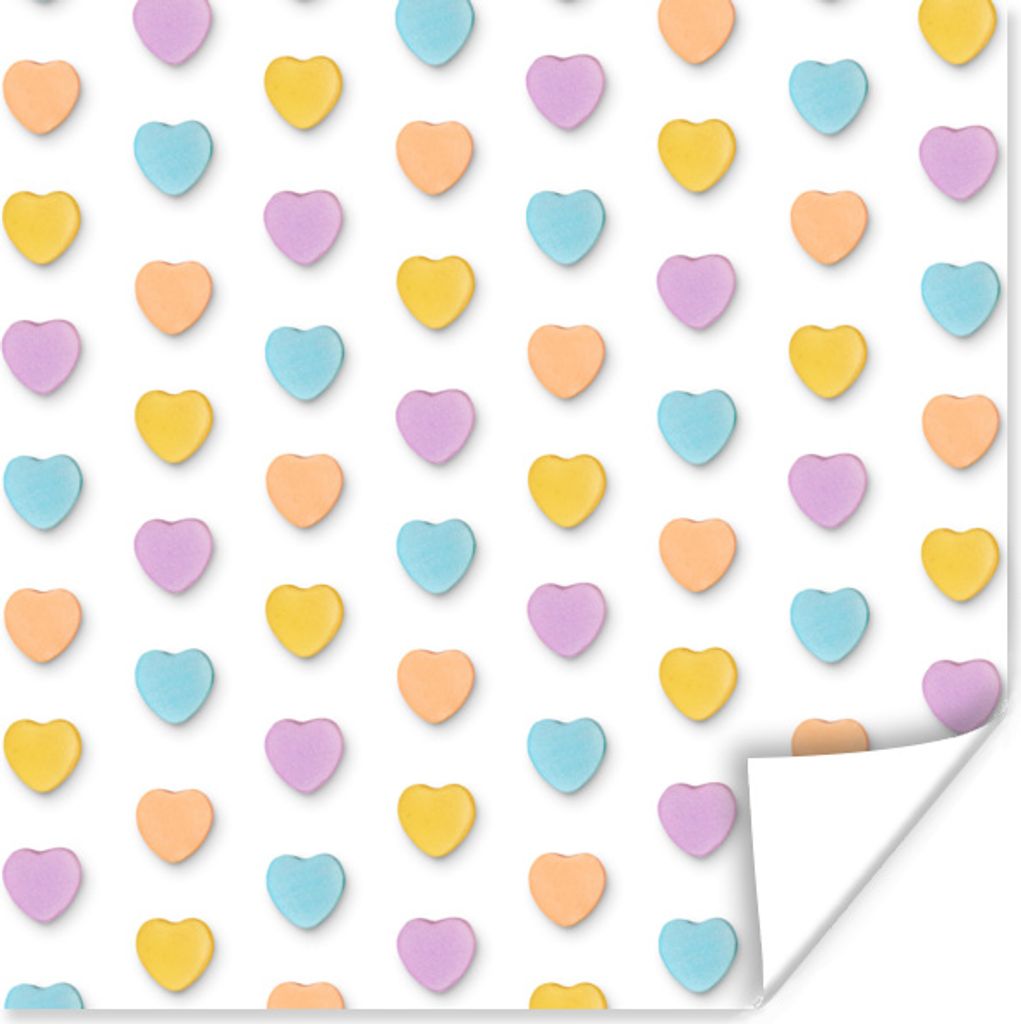 MuchoWow Poster Pastell - Muster - Herz 100x100 cm - Babyzimmer