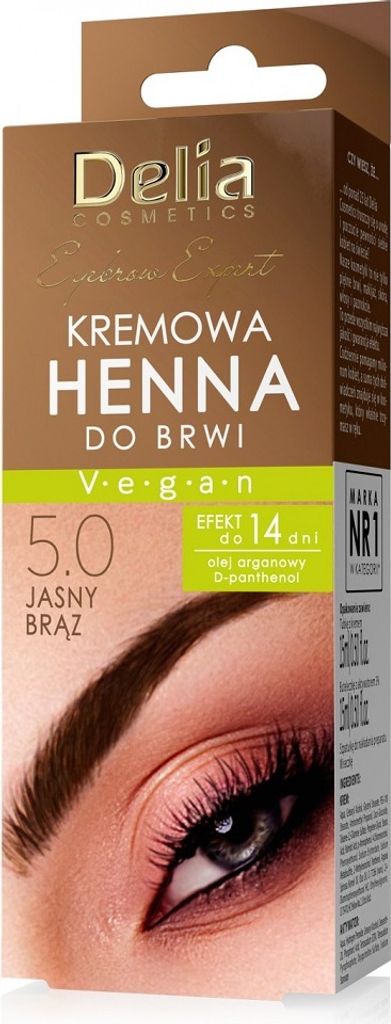 Delia Eyebrow Expert Kremowa henna do brwi 5.0 Jasny Brąz, 15 ml