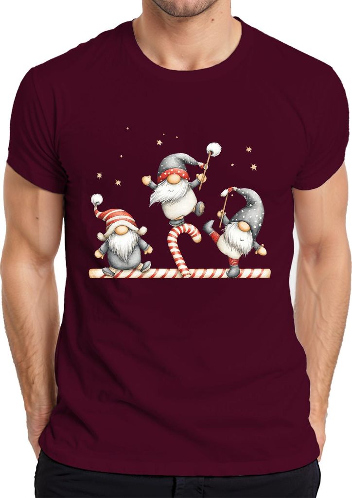 Weihnachtswichtel Zuckerstange süß lustig Geschenk Weihnachten Herren T-Shirt, Burgundy, S