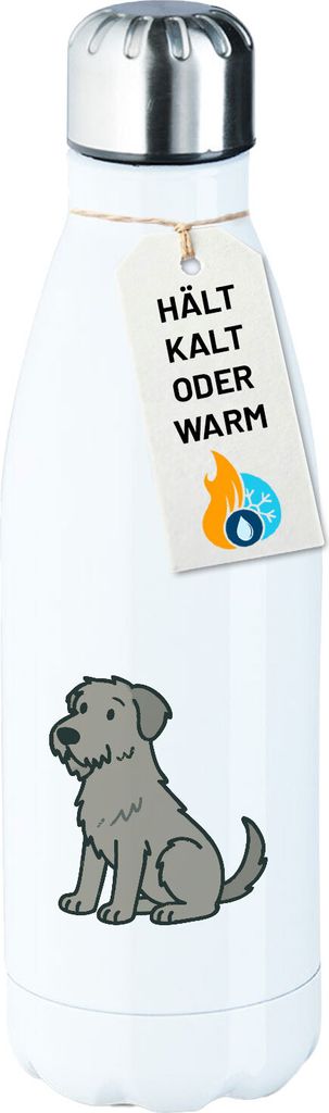 Huuraa Trinkflasche Irish Wolfhound Comic Wolfi 500ml White Edelstahl Wasserflasche Trinkflasche Geschenkidee