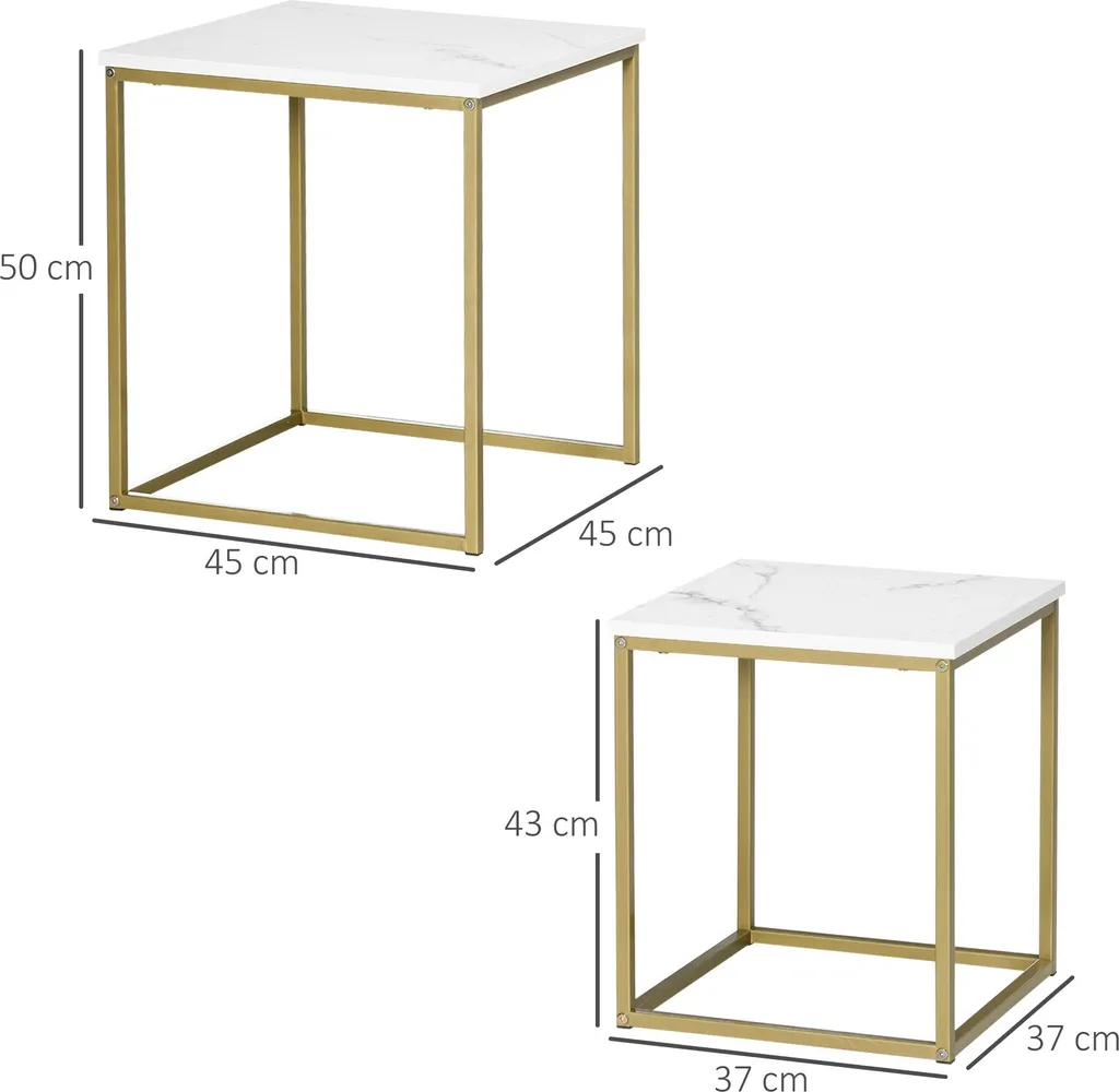 Table de Salon Blanche avec Structure en Acier Robuste Lot de Deux - 3
