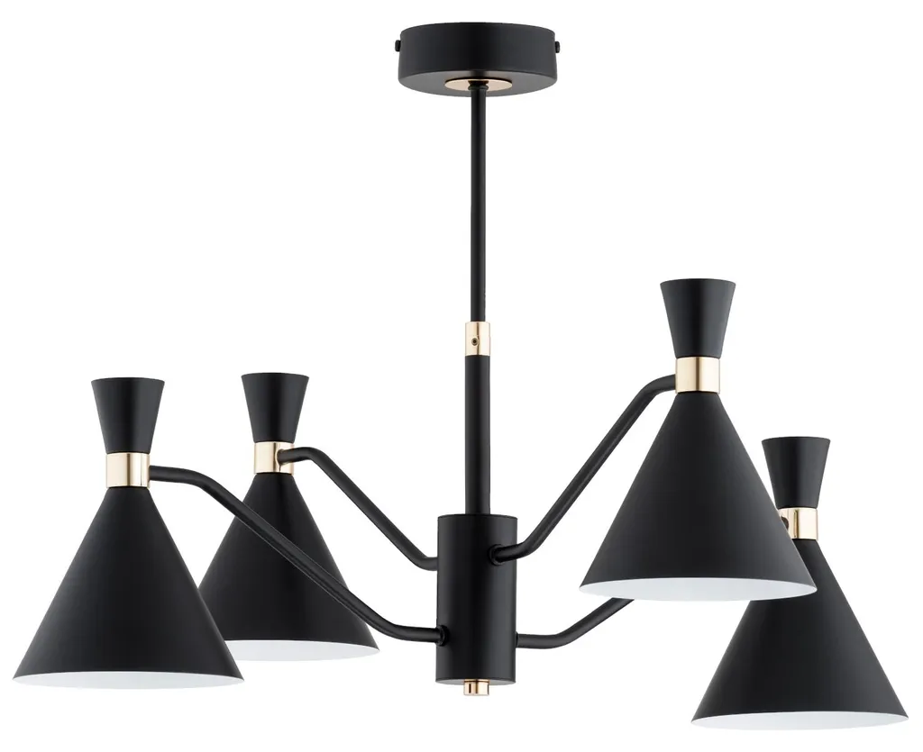 Suspension 4 Spots SILVA Noire Idéale pour Éclairer une Grande Table à Manger