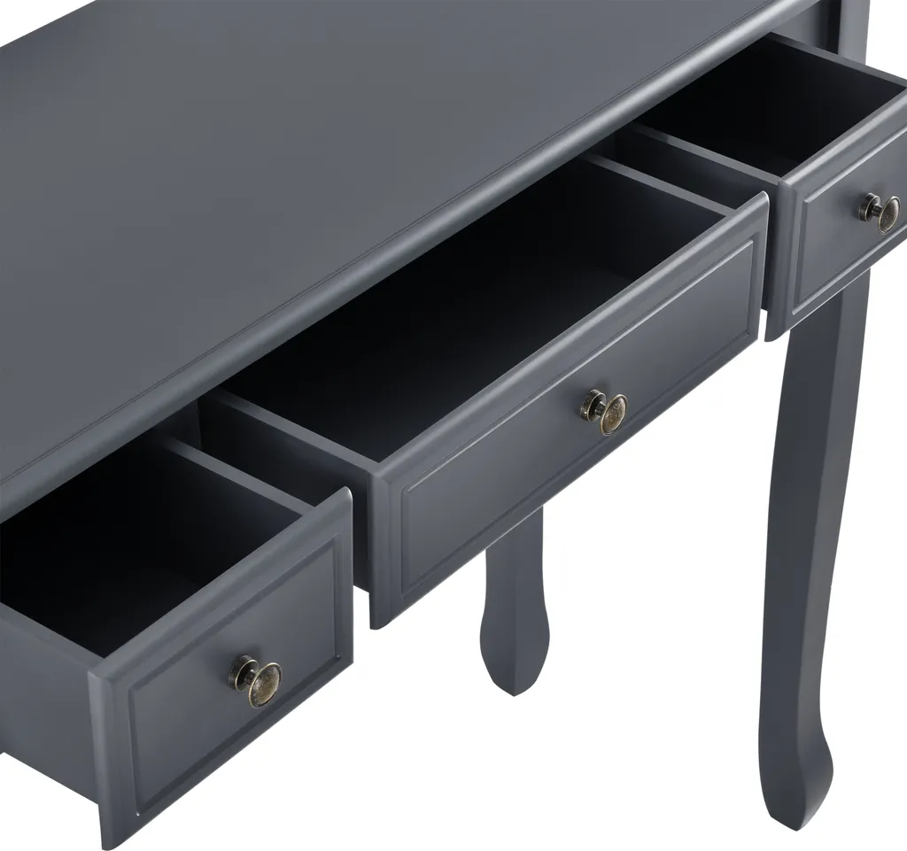 Coiffeuse console avec 3 tiroirs gris foncé meuble de rangement élégant