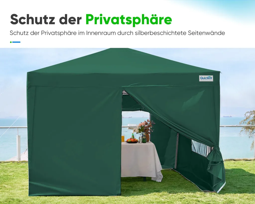Abri de réception pop-up 3x3 pour événements extérieurs et réception